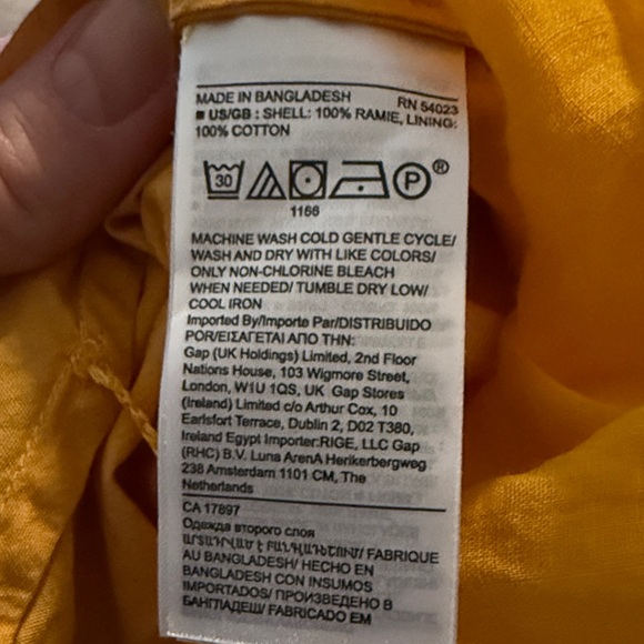 Banana Republic Yellow Ramie Puff Sleeve BacklessMini Dress Small Petite - Picture 10 of 10